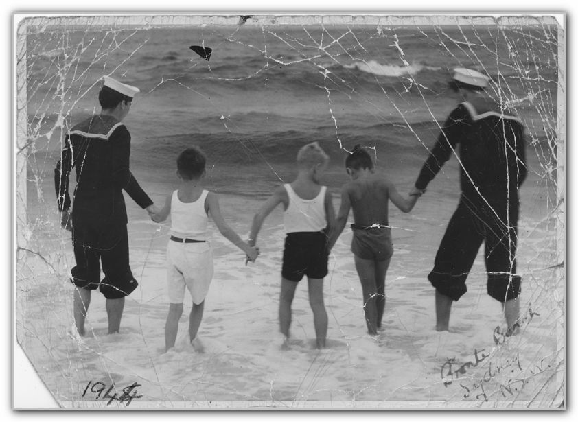 Dad and his mate Lofty Quinn during War at Bondi Beach 1